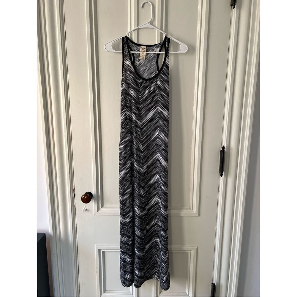 Faded Glory Black And White Patterned Maxi Tank Dress S
